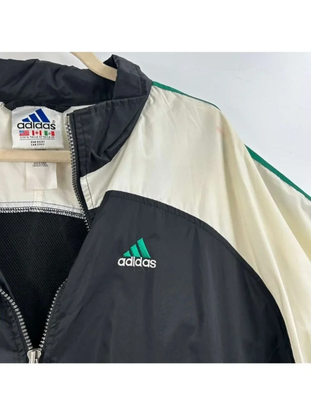Vintage 90s Adidas Hooded Jacket Men's Size XL Multicolor Windbreaker 1/4 Zip